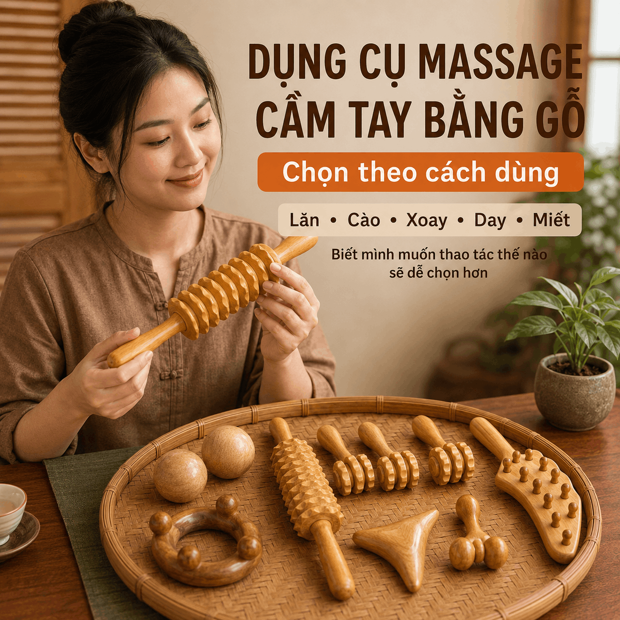 Dụng Cụ Massage Cầm Tay Bằng Gỗ