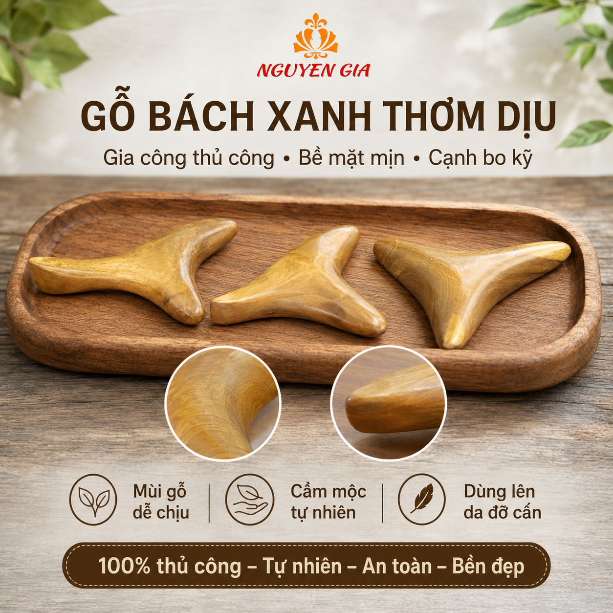 Dụng Cụ Massage Day Ấn Huyệt Gỗ Bách Xanh Đa Năng hình chim Én
