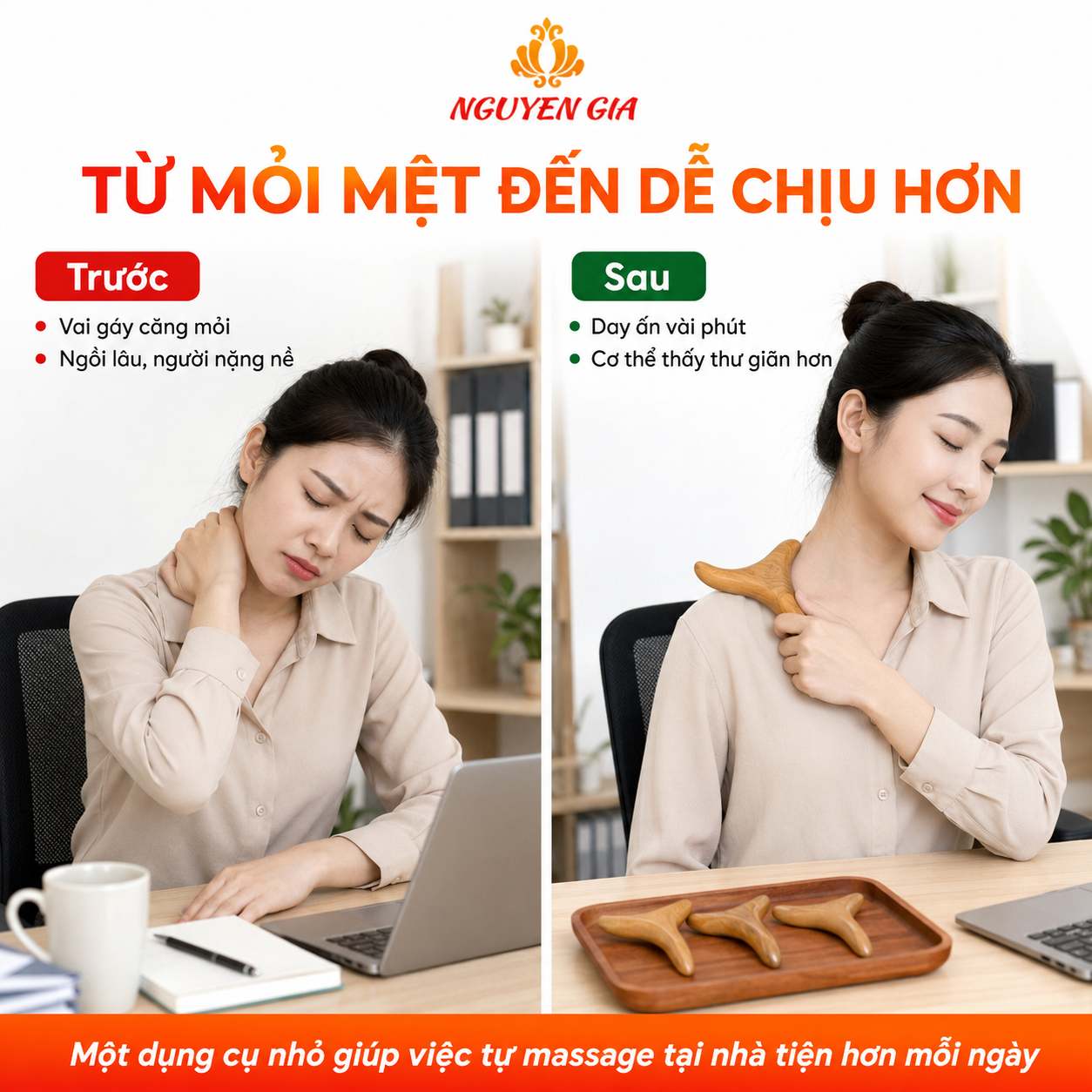 Dụng Cụ Massage Day Ấn Huyệt Gỗ Bách Xanh Đa Năng hình chim Én