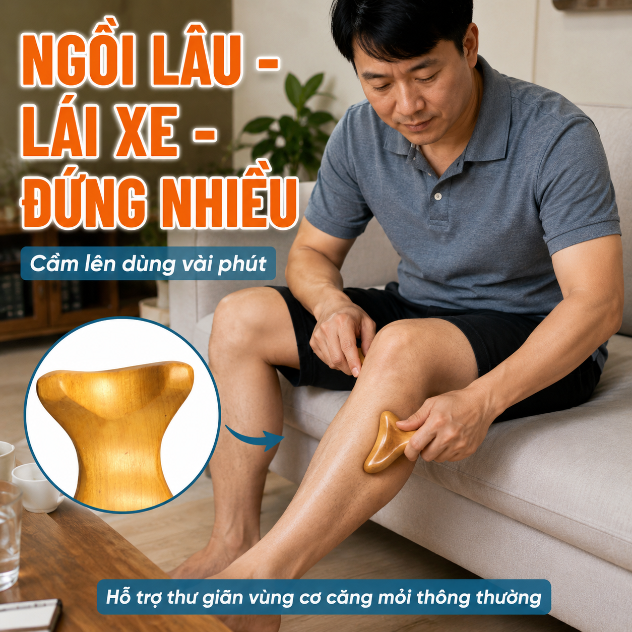 Dụng Cụ Massage Gỗ Bách Xanh Hình Yên Ngựa – Trợ Lực Day Miết Cơ Lớn