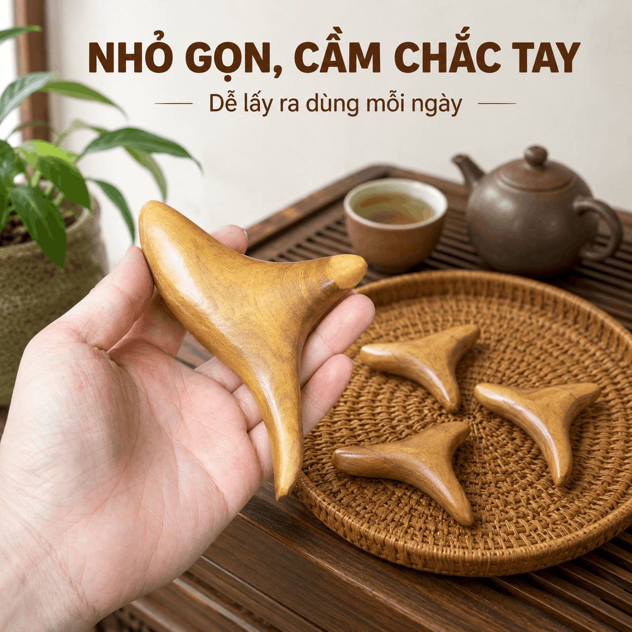 Dụng Cụ Massage Gỗ Bách Xanh Hình Chim Én – Day Ấn, Miết Vuốt