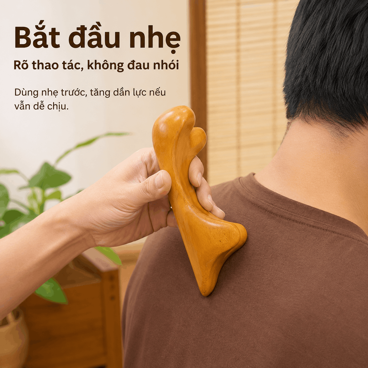 Dụng Cụ Massage Gỗ Bách Xanh Hình Yên Ngựa – Trợ Lực Day Miết