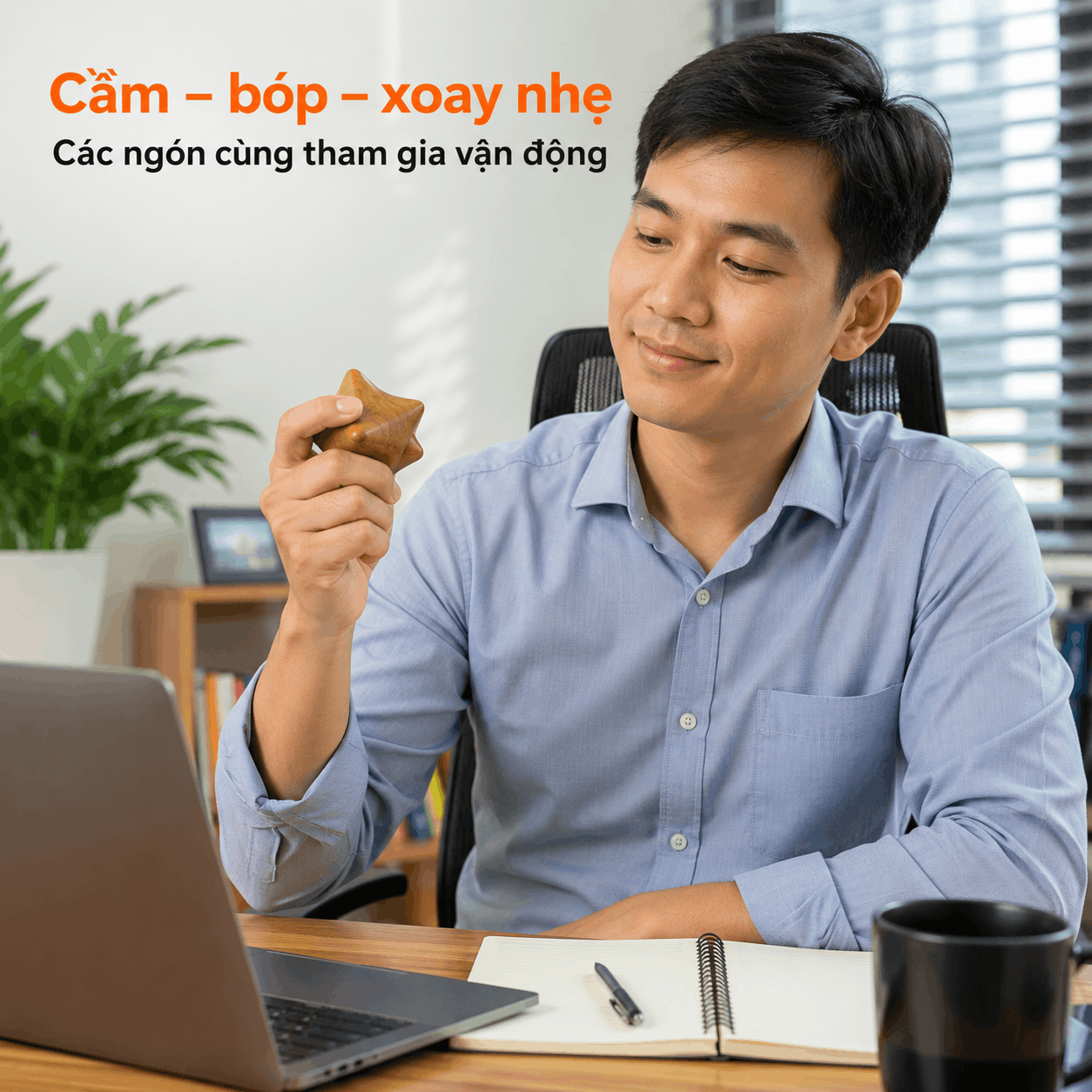 Dụng Cụ Massage Lòng Bàn Tay Gỗ Bách Xanh 6 Điểm