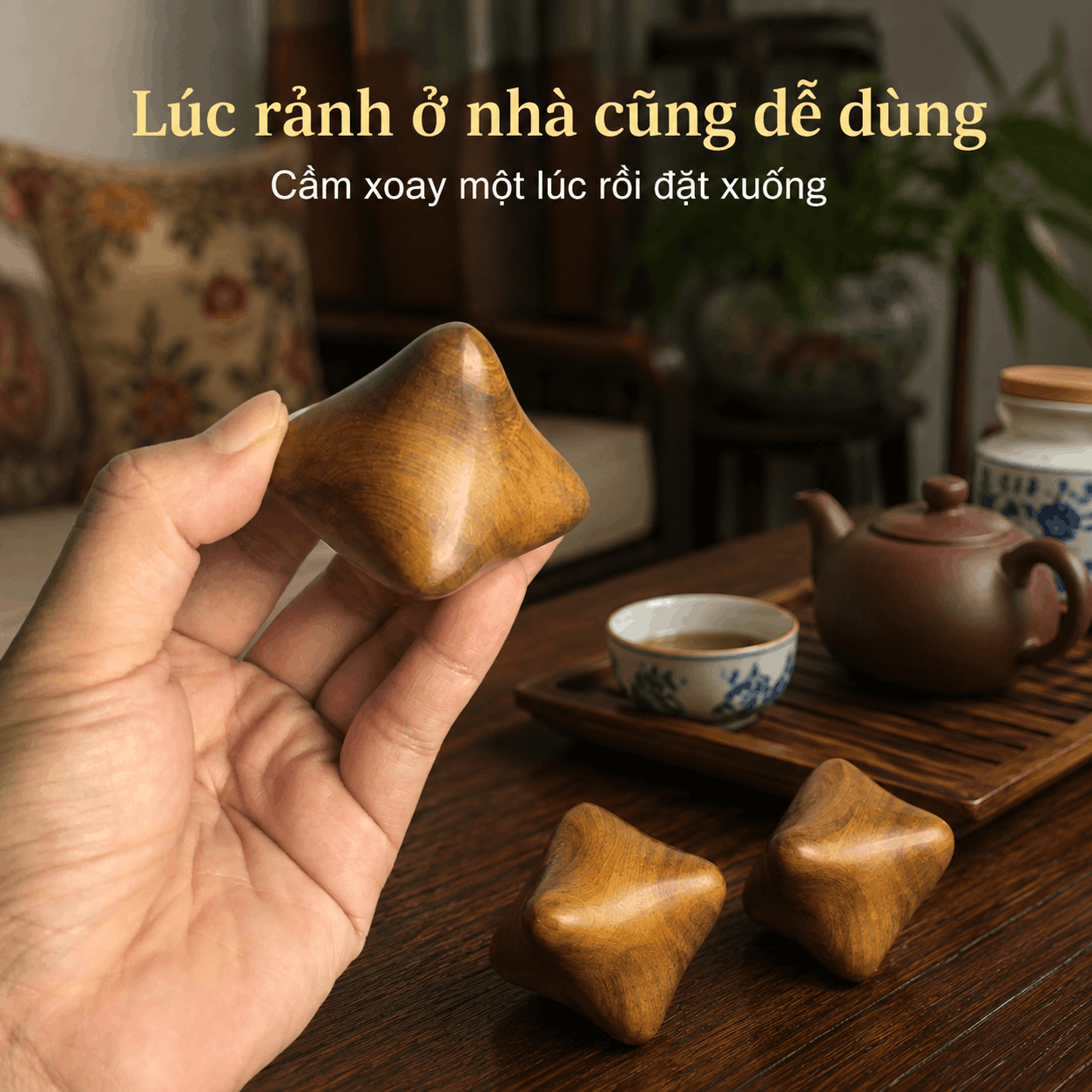 Dụng Cụ Massage Lòng Bàn Tay Gỗ Bách Xanh 6 Điểm