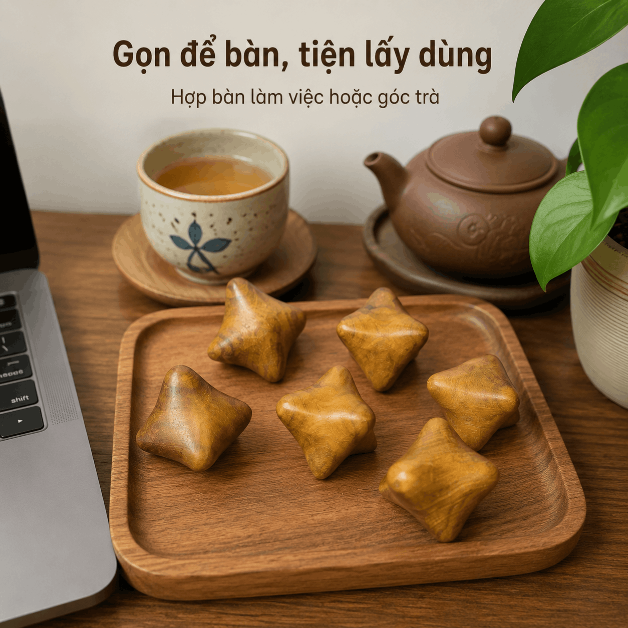 Dụng Cụ Massage Lòng Bàn Tay Gỗ Bách Xanh 6 Điểm