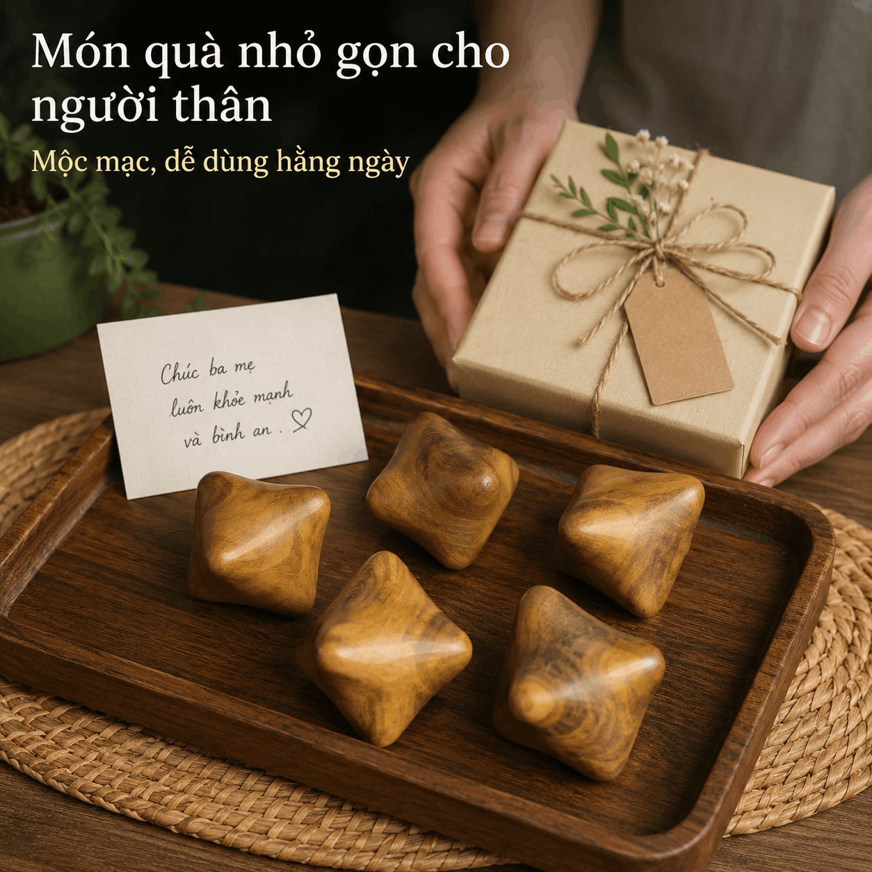 Dụng Cụ Massage Lòng Bàn Tay Gỗ Bách Xanh 6 Điểm