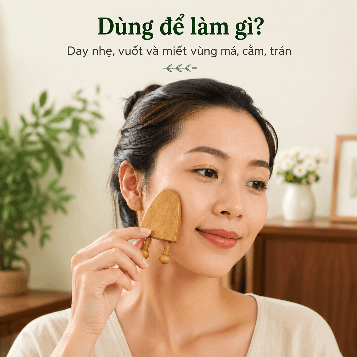 Dụng Cụ Massage Mặt Mũi Gỗ Bách Xanh – Day, Vuốt Và Miết
