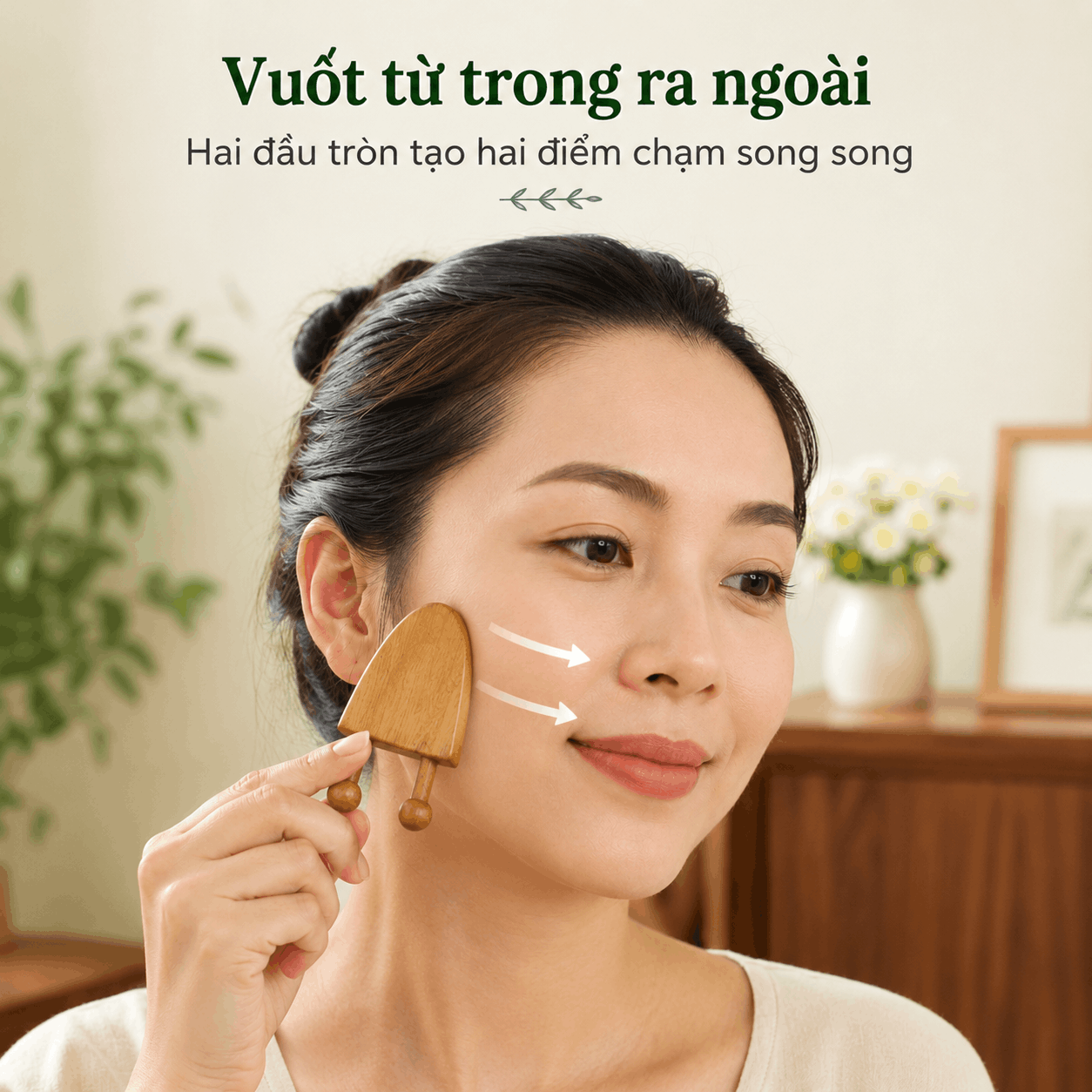 Dụng Cụ Massage Mặt Mũi Gỗ Bách Xanh – Day, Vuốt Và Miết