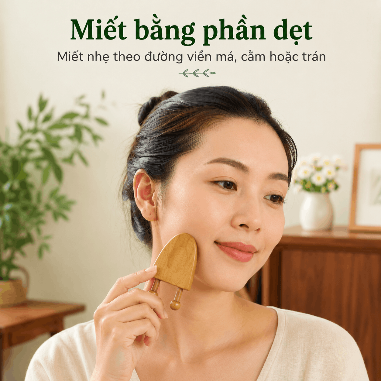 Dụng Cụ Massage Mặt Mũi Gỗ Bách Xanh – Day, Vuốt Và Miết