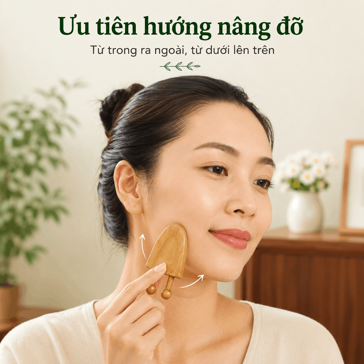 Dụng Cụ Massage Mặt Mũi Gỗ Bách Xanh – Day, Vuốt Và Miết