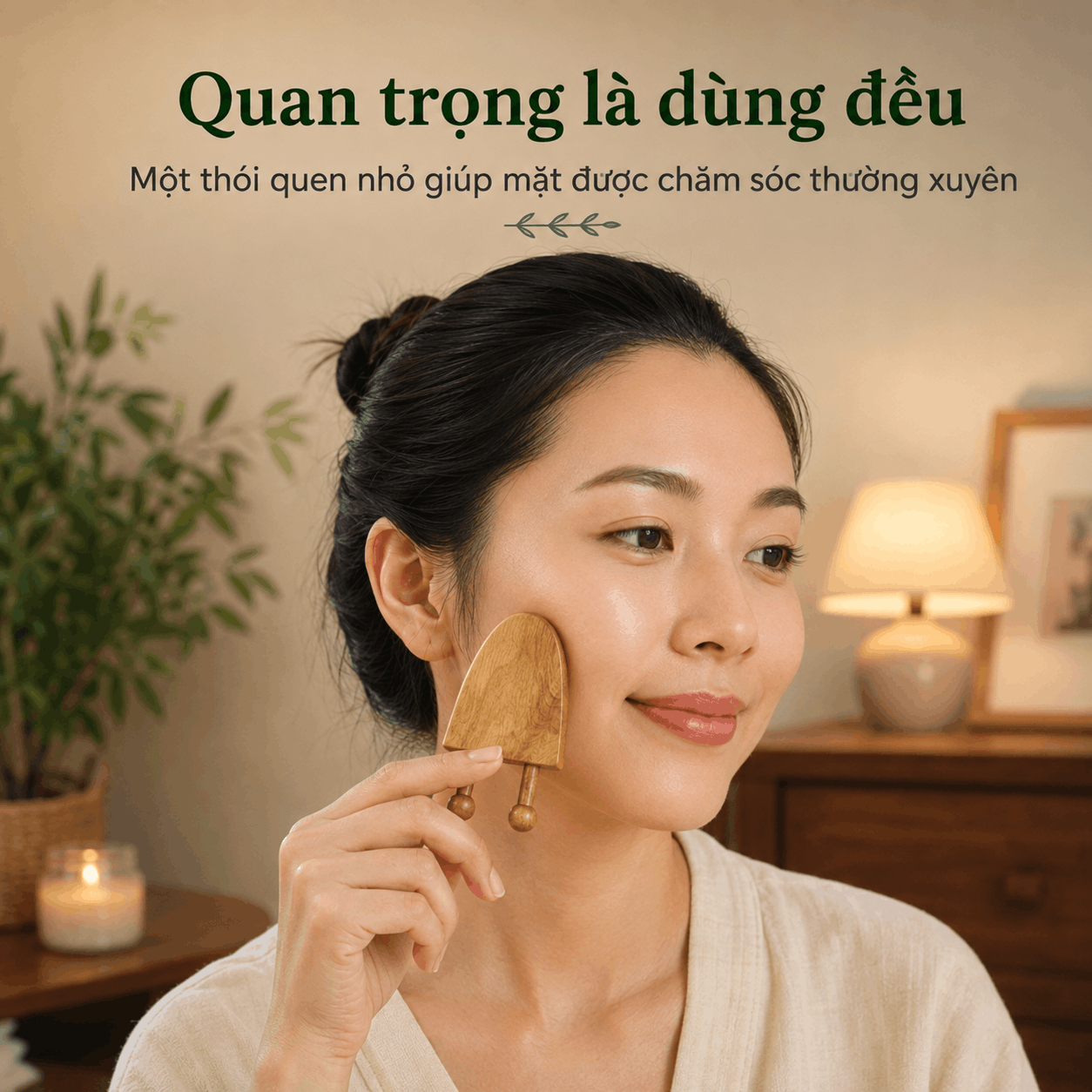 Dụng Cụ Massage Mặt Mũi Gỗ Bách Xanh – Day, Vuốt Và Miết