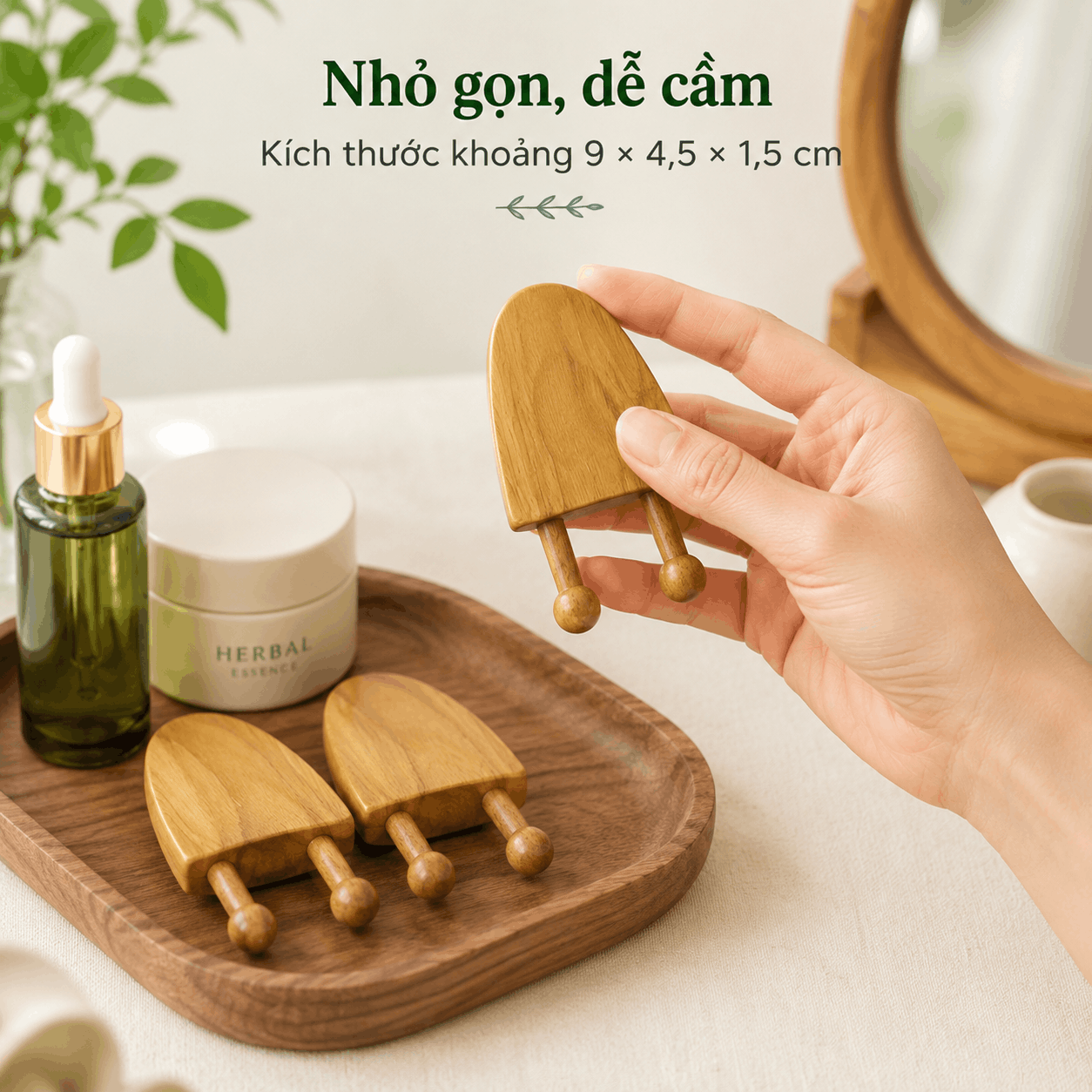 Dụng Cụ Massage Mặt Mũi Gỗ Bách Xanh – Day, Vuốt Và Miết