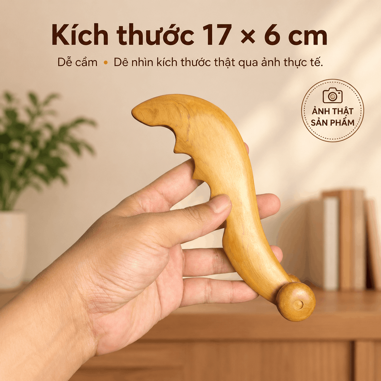 Dụng Cụ Massage Ngón Tay Gỗ Bách Xanh – Rãnh Vuốt Dọc Ngón