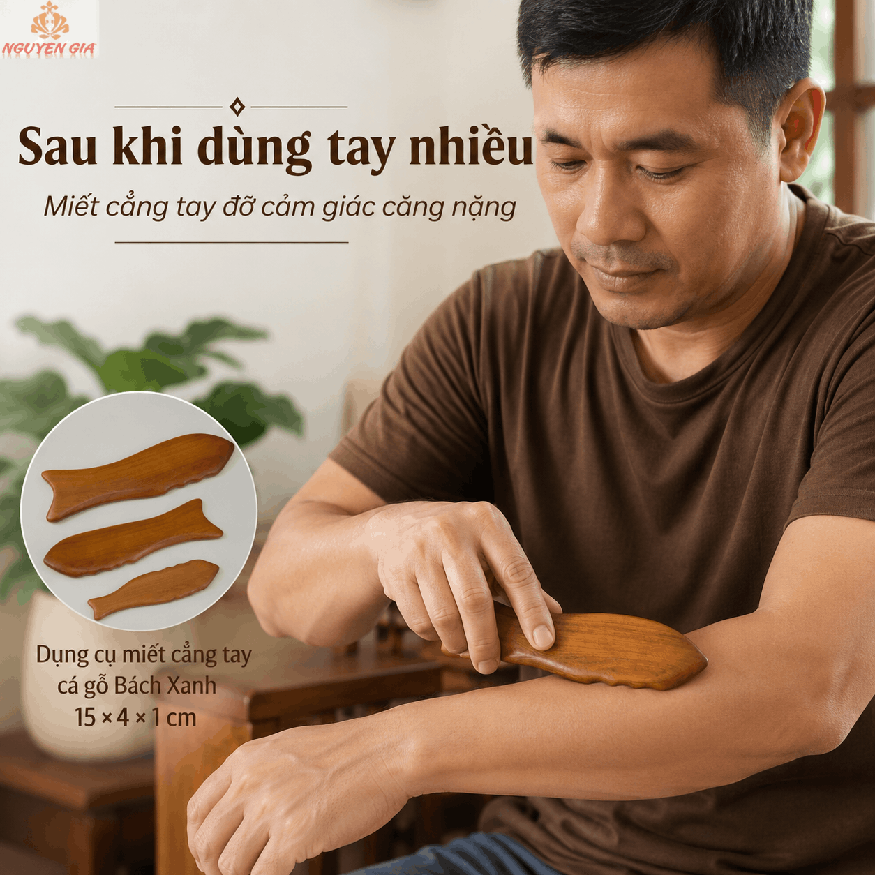 Miếng Cạo Gió Gỗ Bách Xanh Hình Cá - Miết Cho Vùng Căng Nặng Dễ Chịu Hơn
