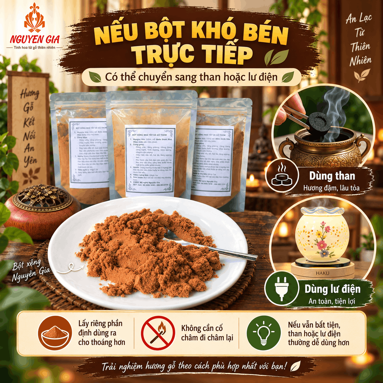 Bột Xông Gỗ Nên Đốt Trực Tiếp, Dùng Than Hay Lư Điện?