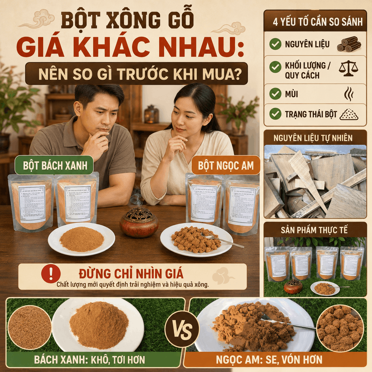 Bột X&ocirc;ng Gỗ Nh&igrave;n Giống Nhau Nhưng Gi&aacute; Kh&aacute;c &ndash; N&ecirc;n So G&igrave;?