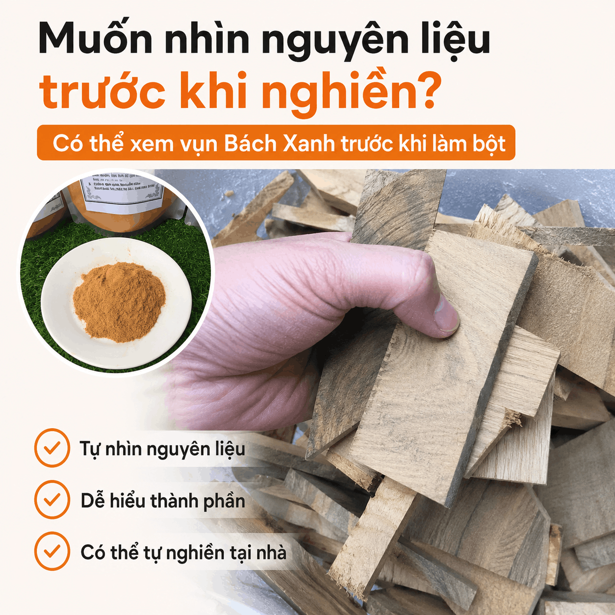 Bột Bách Xanh 200g – Tự Lựa Gỗ, Tự Nghiền