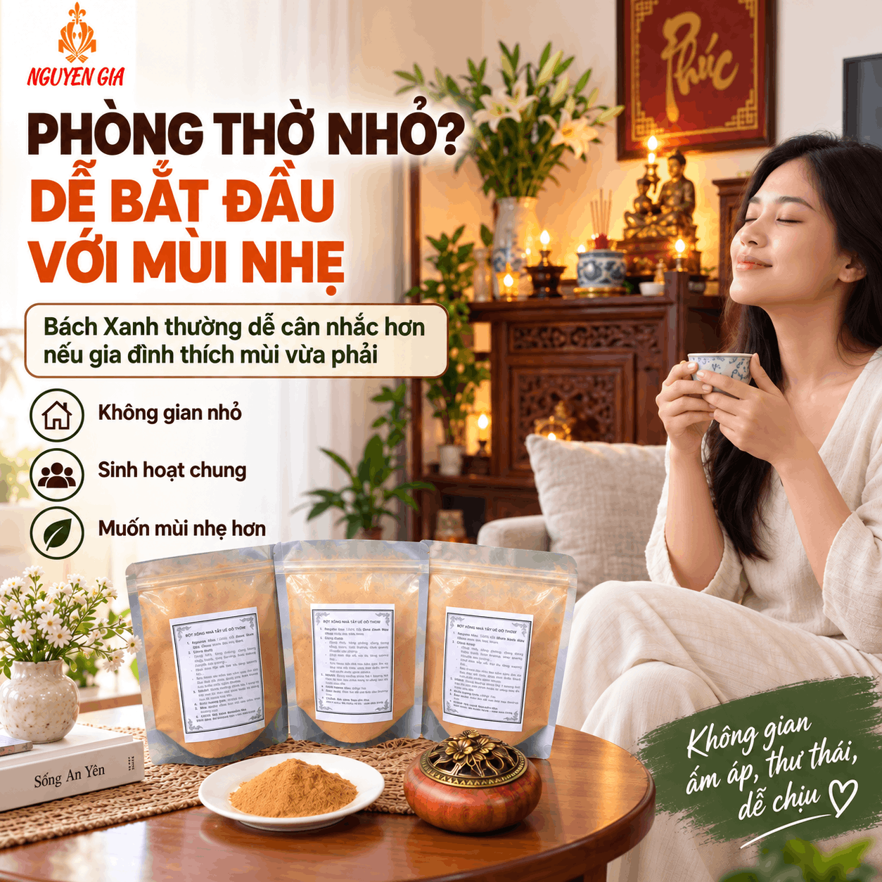 Phòng Thờ Nên Dùng Bột Bách Xanh Hay Ngọc Am?