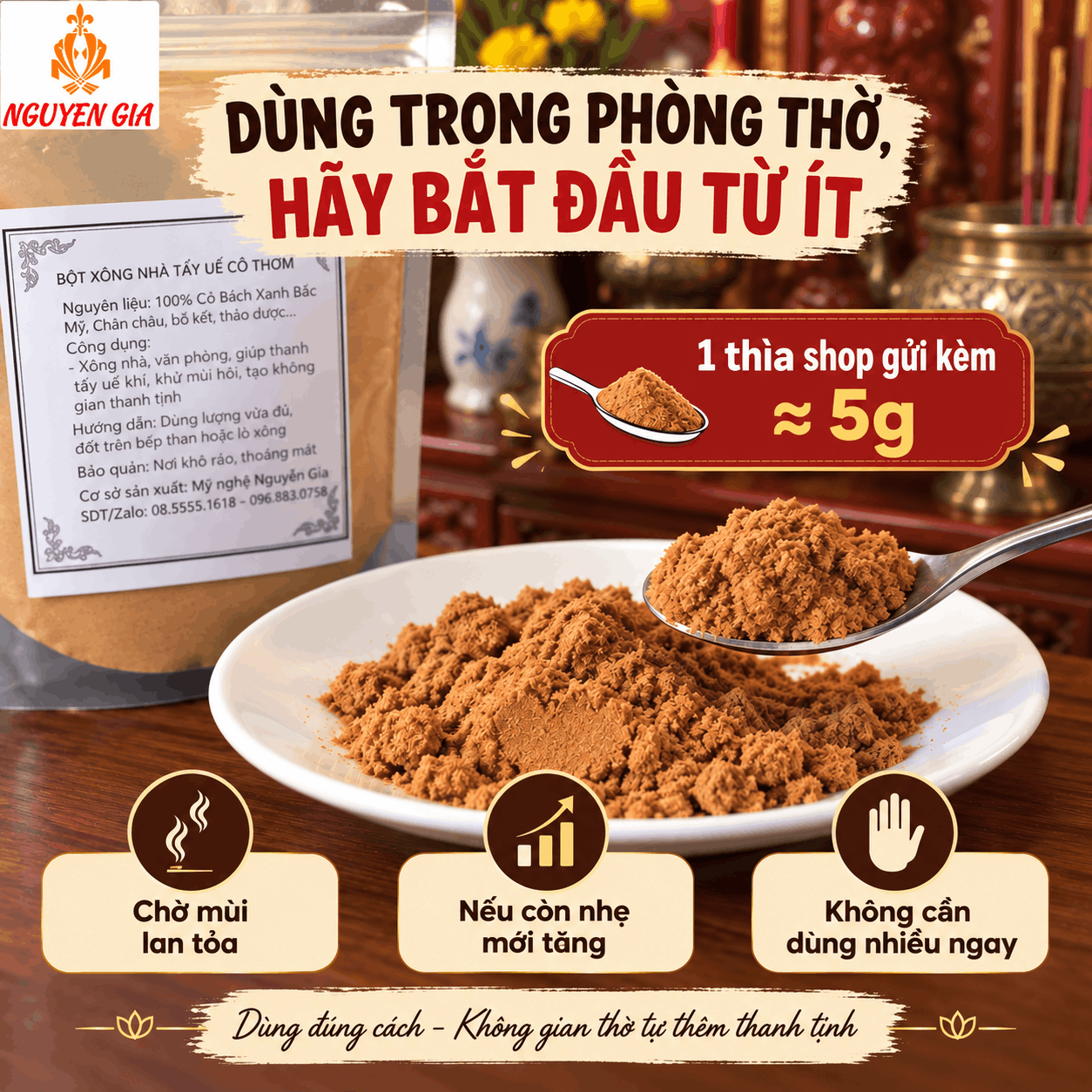 Phòng Thờ Nên Dùng Bột Bách Xanh Hay Ngọc Am?