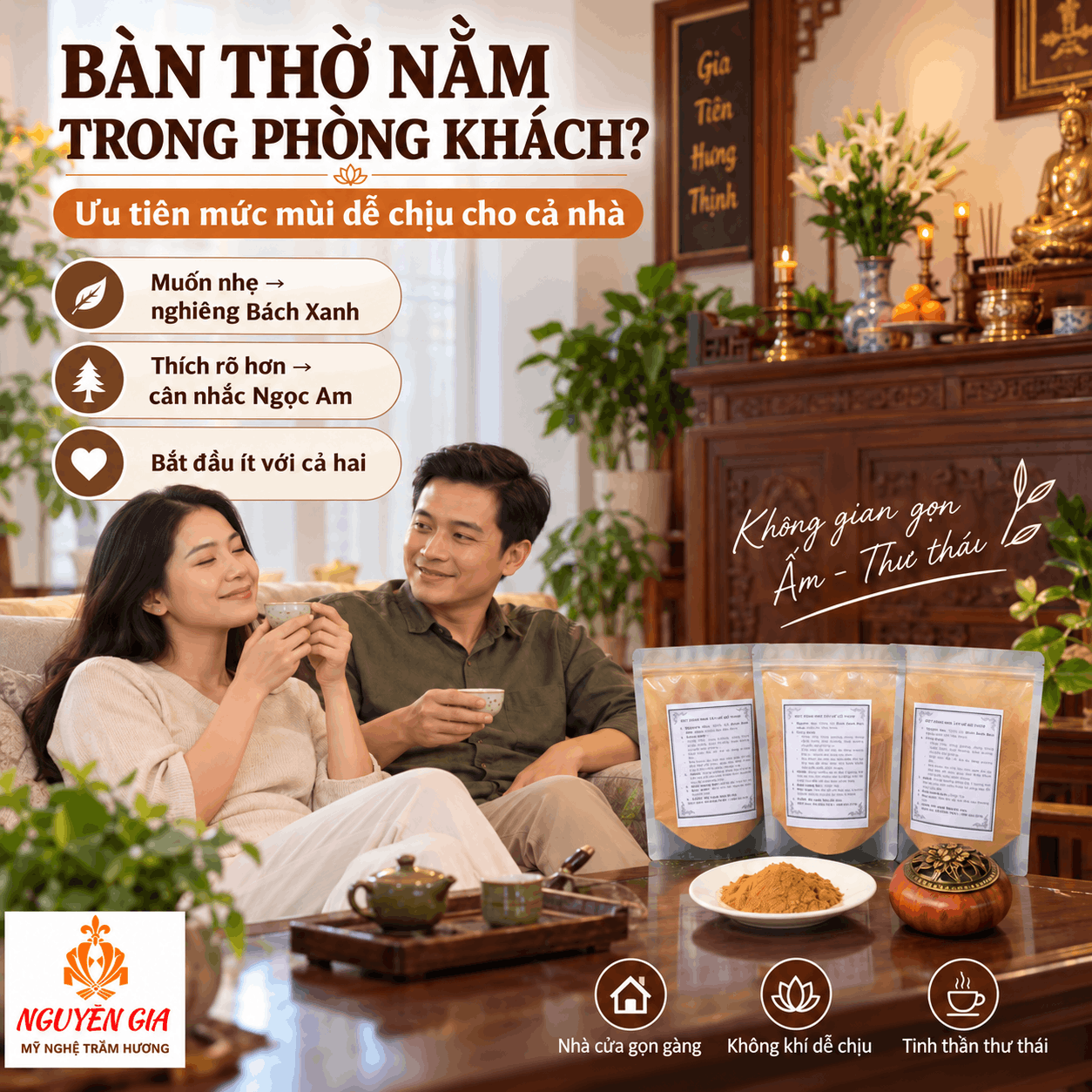 Phòng Thờ Nên Dùng Bột Bách Xanh Hay Ngọc Am?