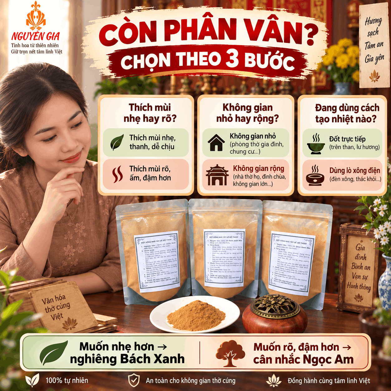 Phòng Thờ Nên Dùng Bột Bách Xanh Hay Ngọc Am?