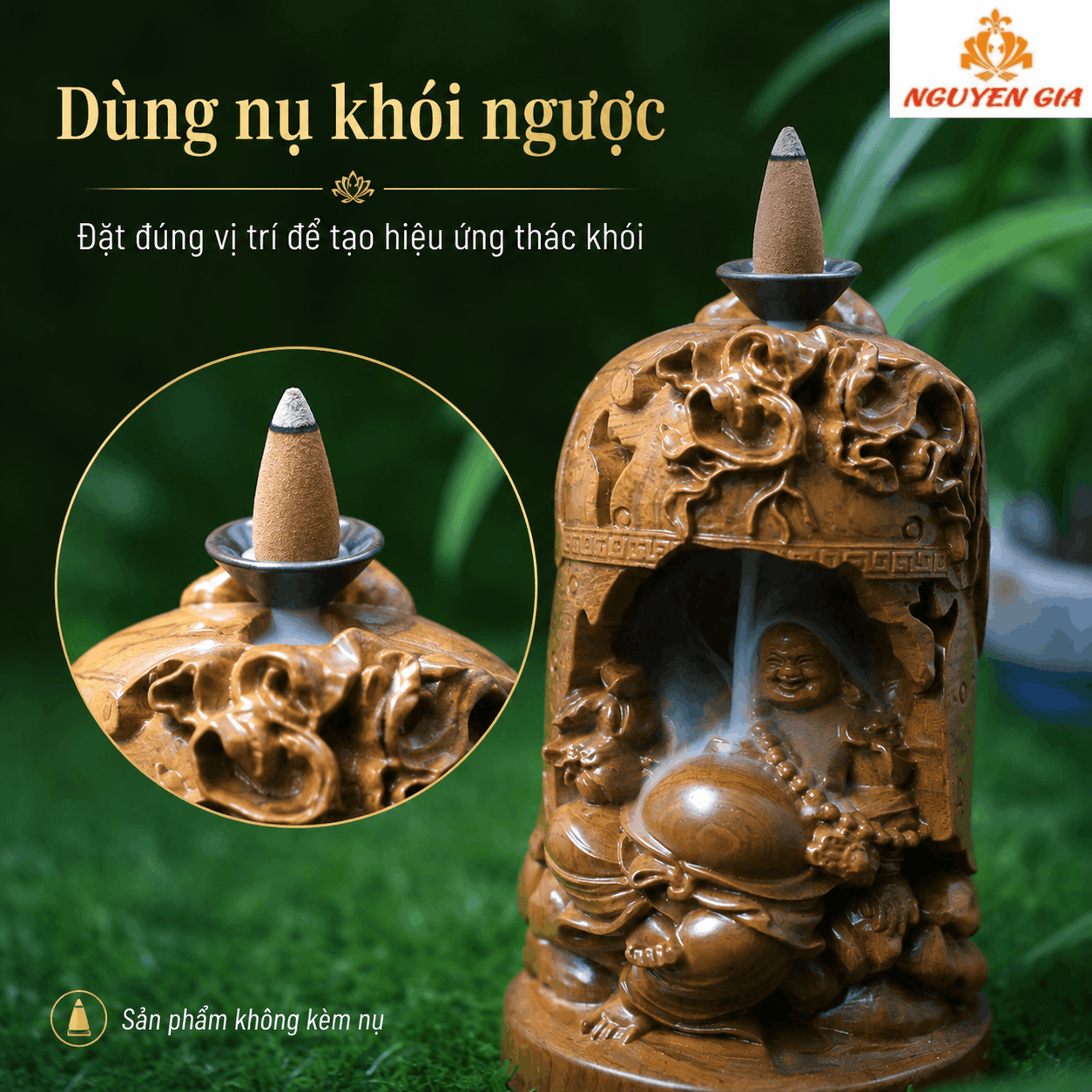 Thác Khói Di Lặc Gỗ Bách Xanh – Hiệu Ứng Khói Chảy Xuống