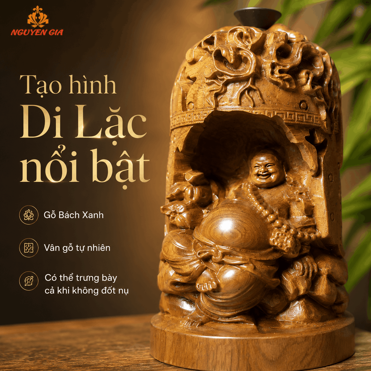 Thác Khói Di Lặc Gỗ Bách Xanh – Hiệu Ứng Khói Chảy Xuống