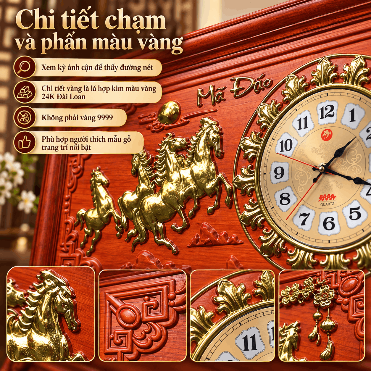 Đồng hồ treo tường mã đáo thành công (Cỡ Lớn)