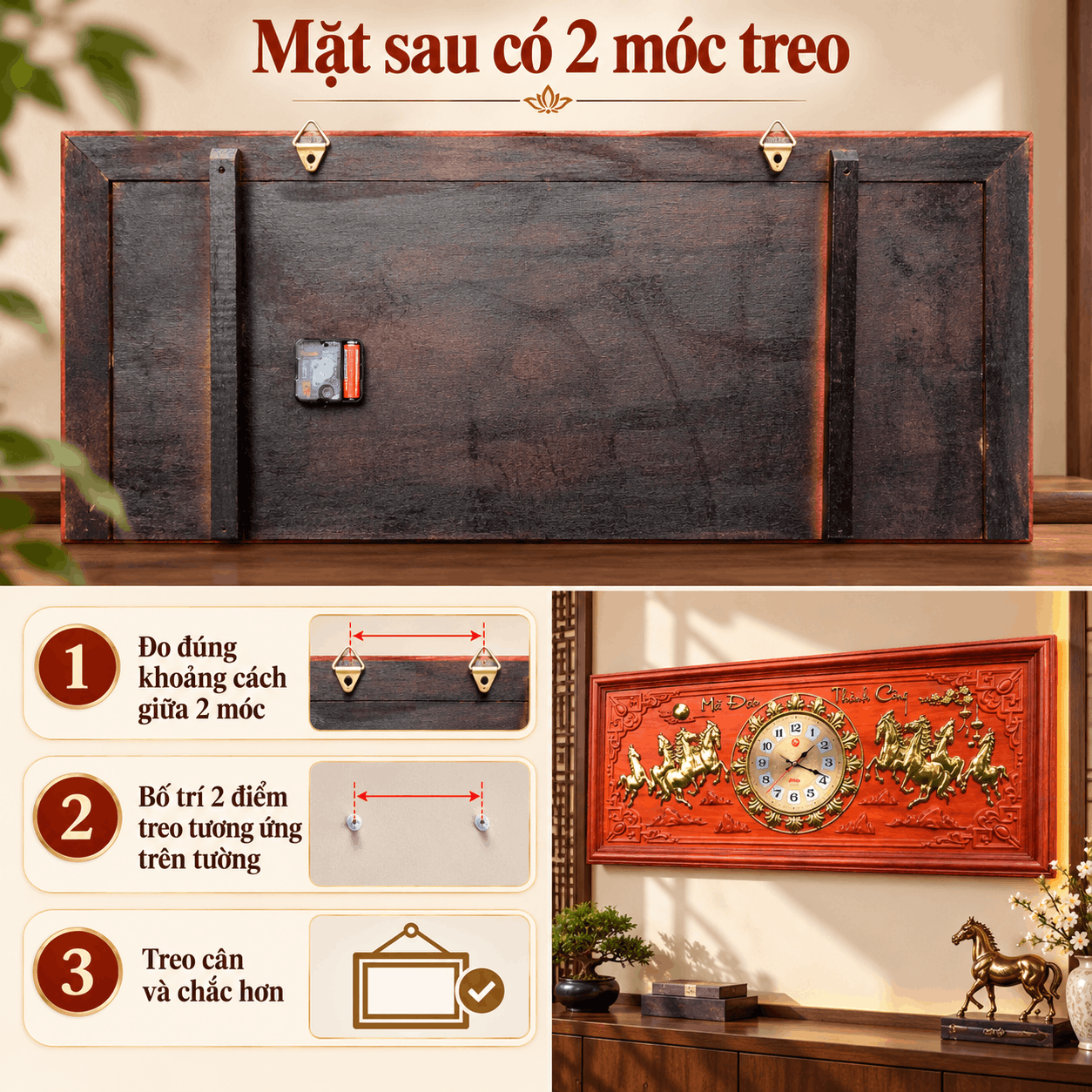 Đồng hồ treo tường mã đáo thành công (Cỡ Lớn)