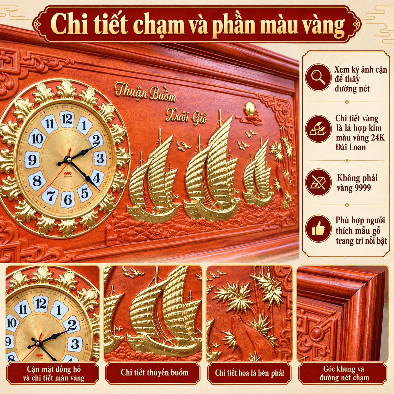Đồng hồ treo tường mẫu thuận buồm xuôi gió (Cỡ Lớn)