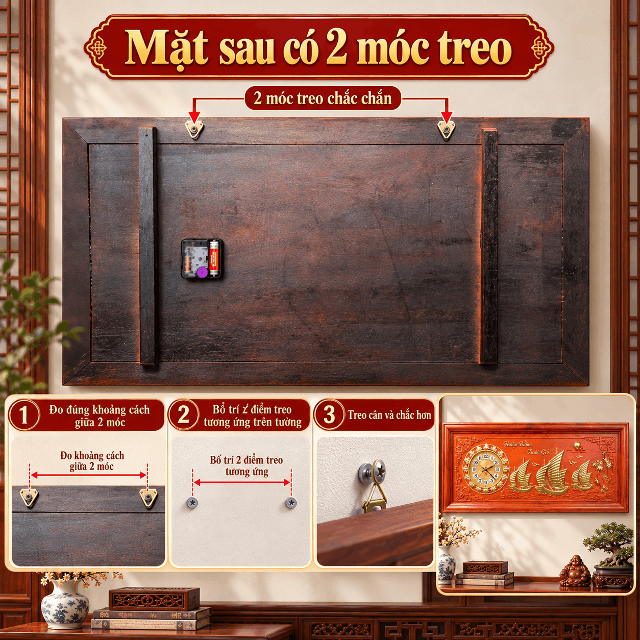 Đồng hồ treo tường mẫu thuận buồm xuôi gió (Cỡ Lớn)