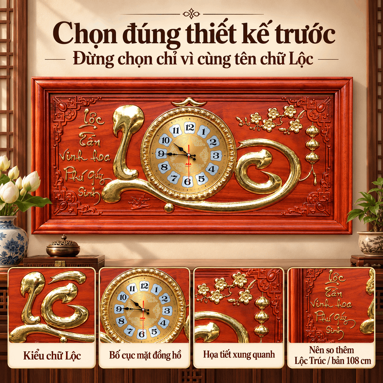 Đồng hồ treo tường chữ Lộc