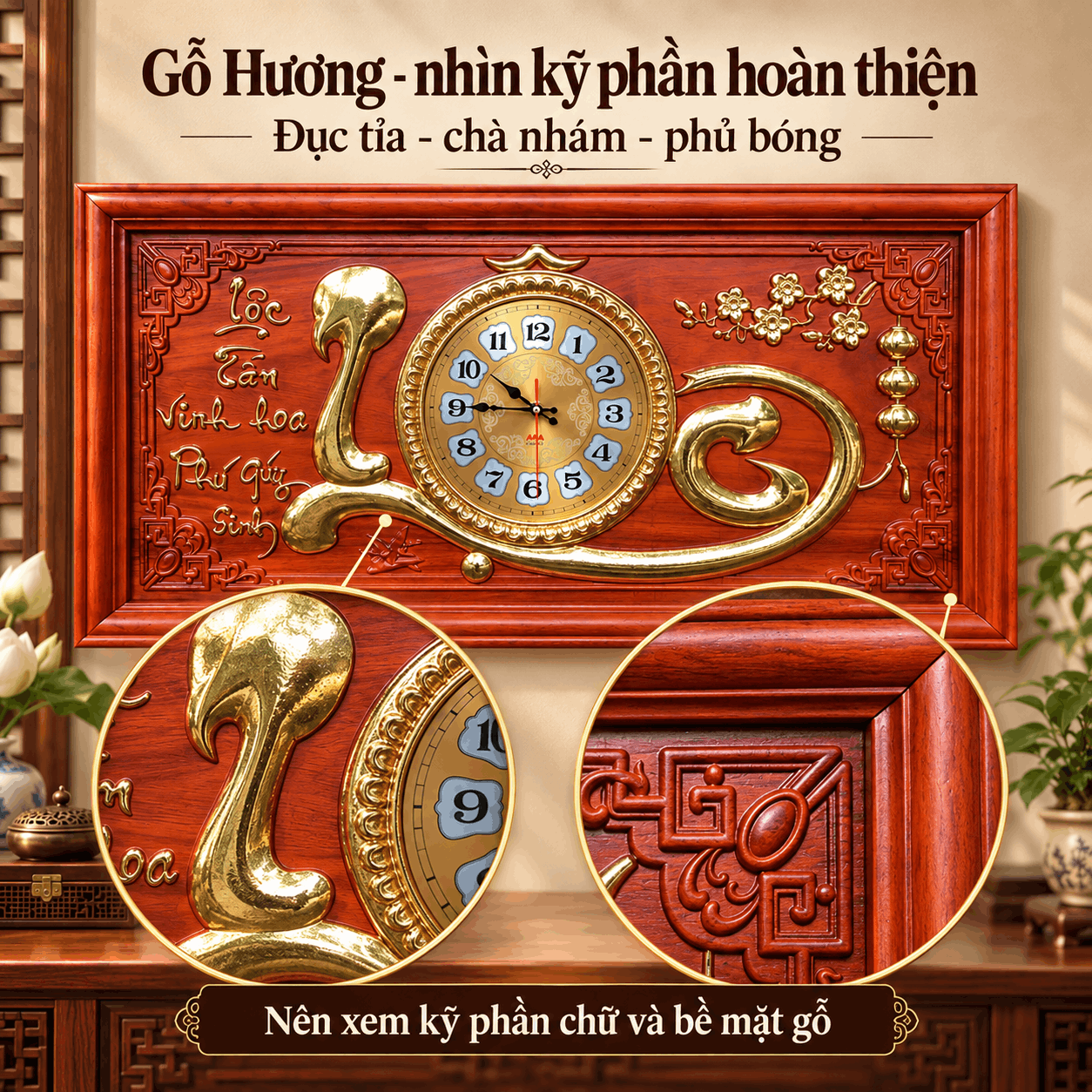 Đồng hồ treo tường chữ Lộc
