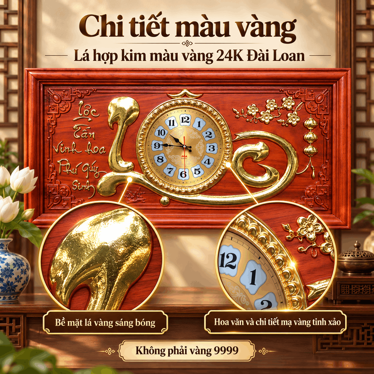 Đồng hồ treo tường chữ Lộc