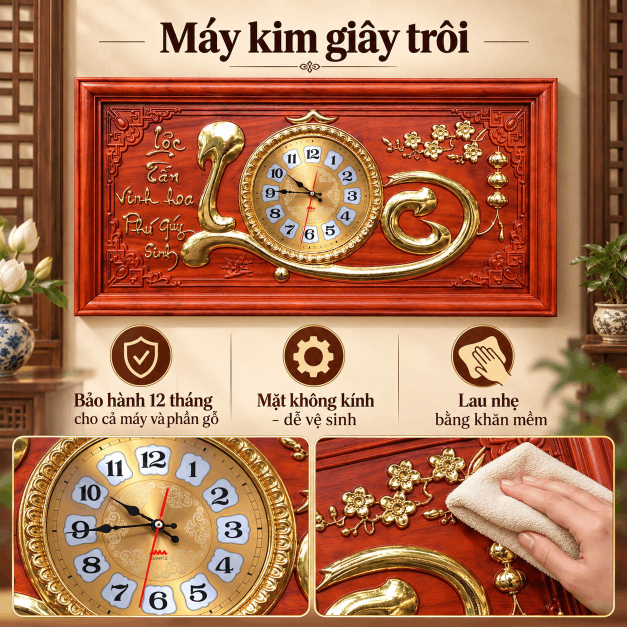 Đồng hồ treo tường chữ Lộc