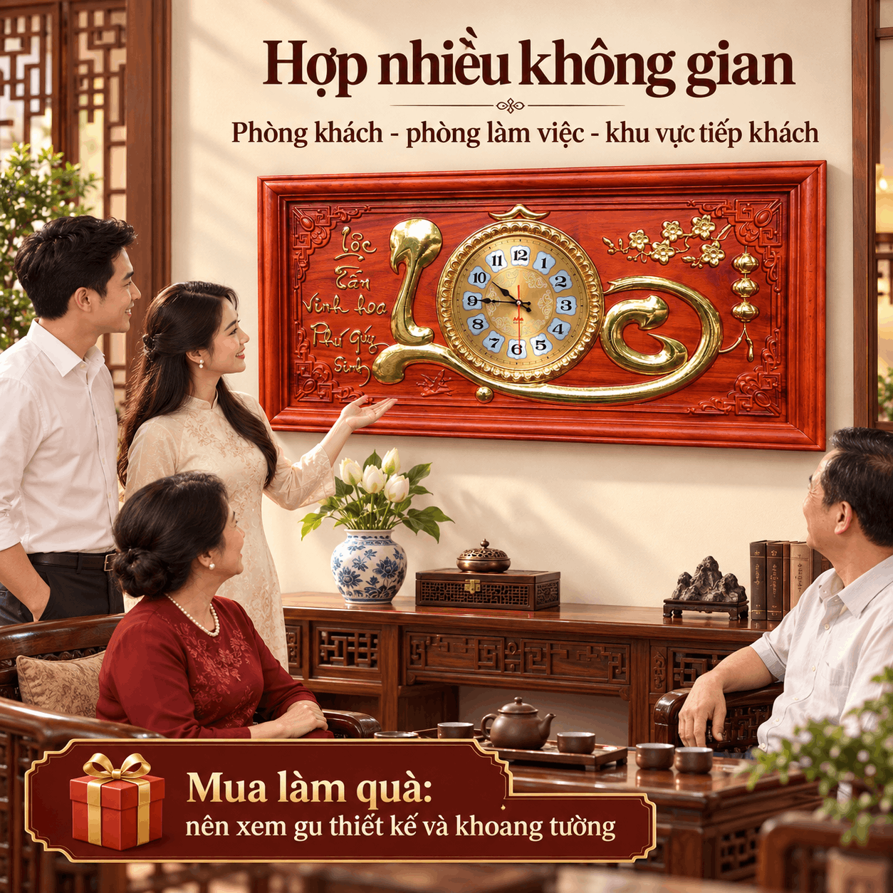 Đồng hồ treo tường chữ Lộc