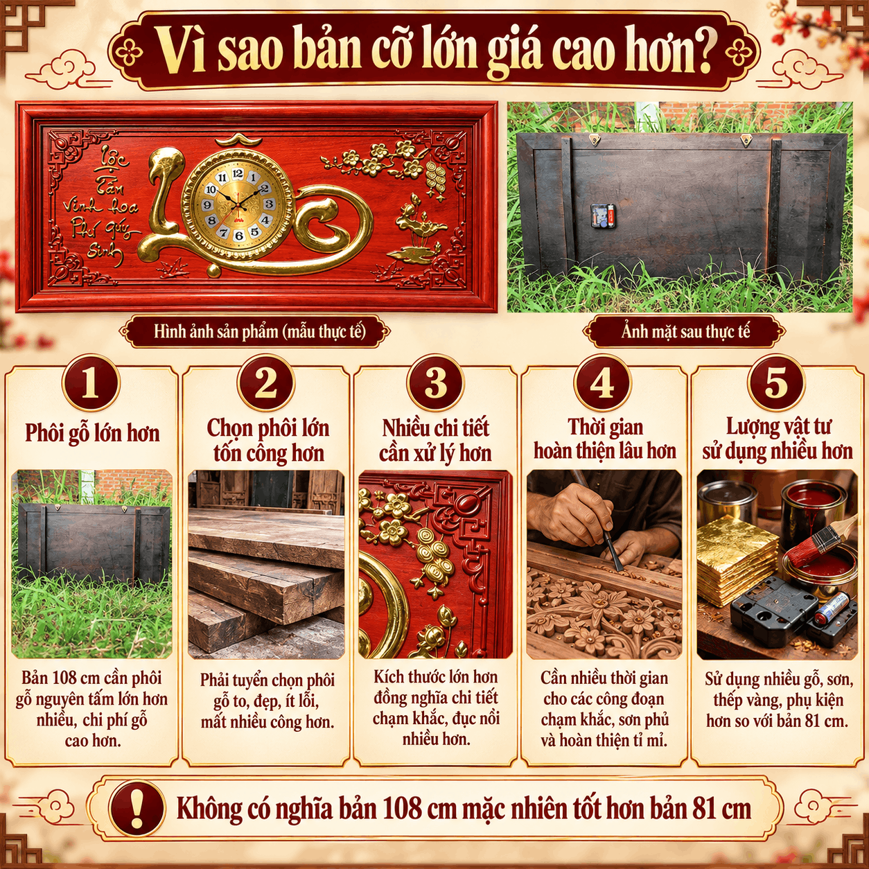 Đồng hồ treo tường chữ Lộc (Cỡ Lớn)