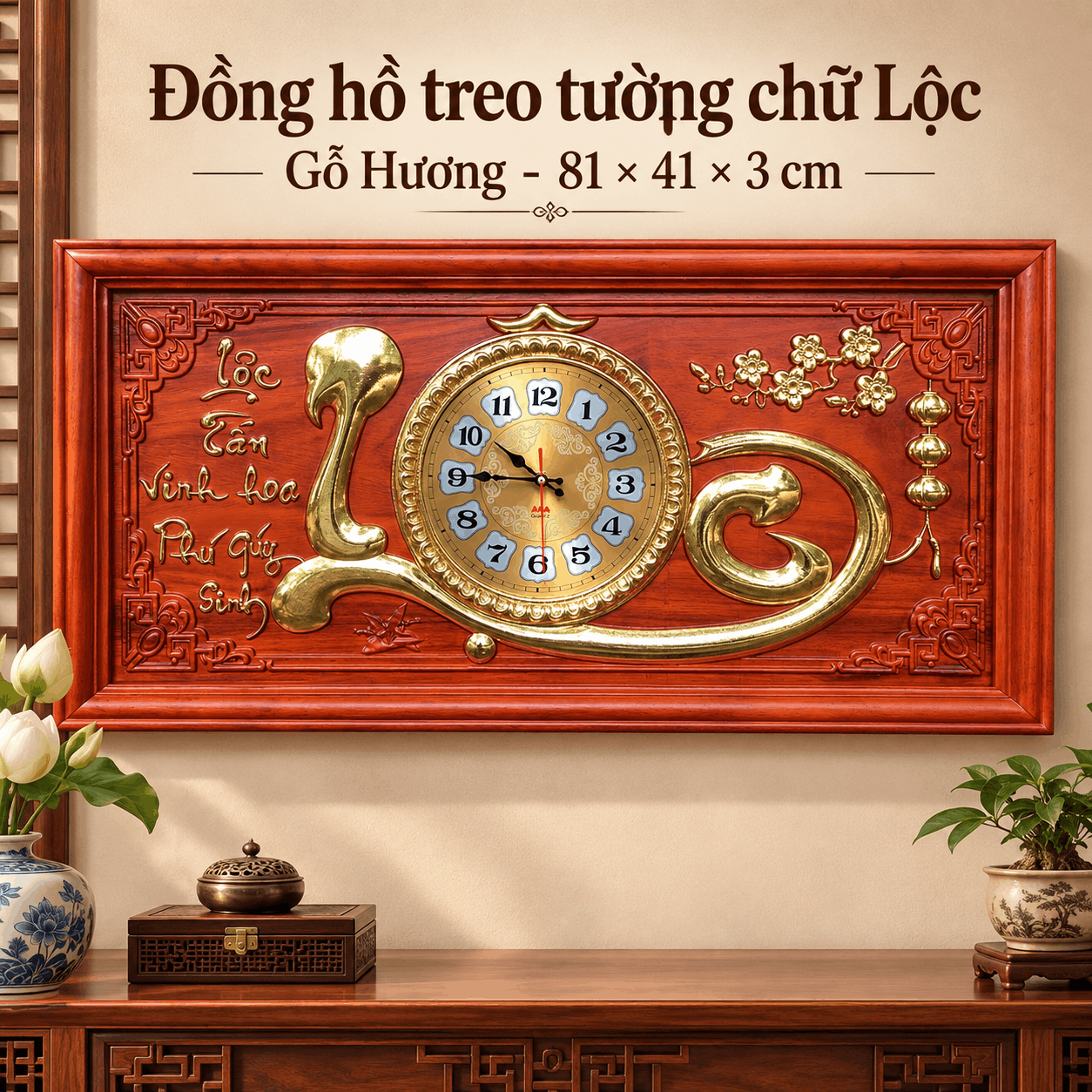 Đồng hồ treo tường chữ Lộc