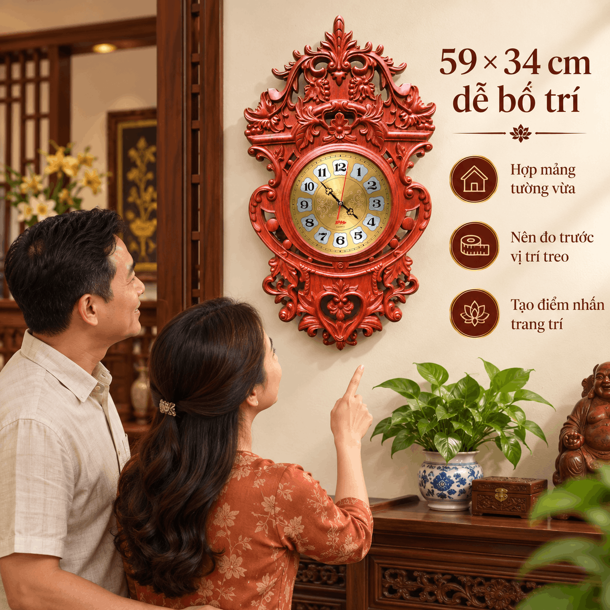 Đồng hồ treo tường mẫu Hoa Lan Tây
