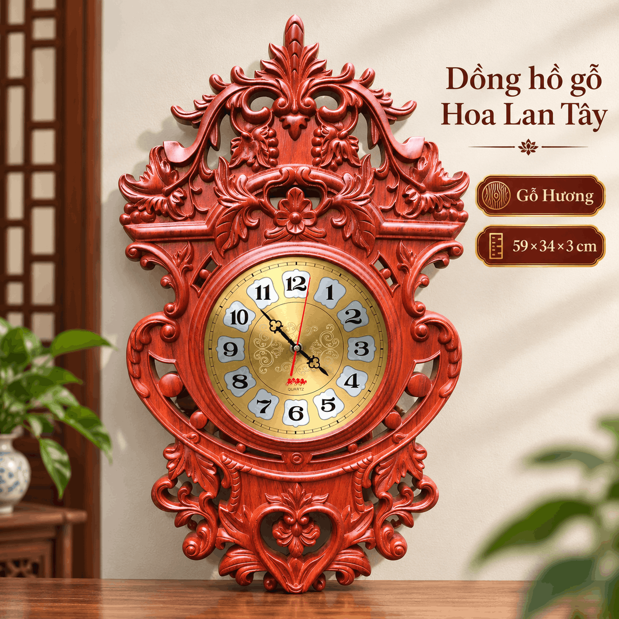 Đồng hồ treo tường mẫu Hoa Lan Tây