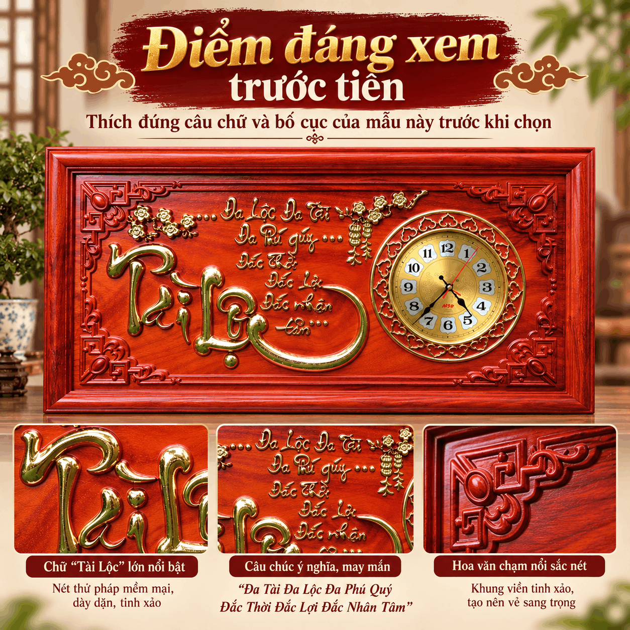 Đồng hồ treo tường mẫu Tài Lộc