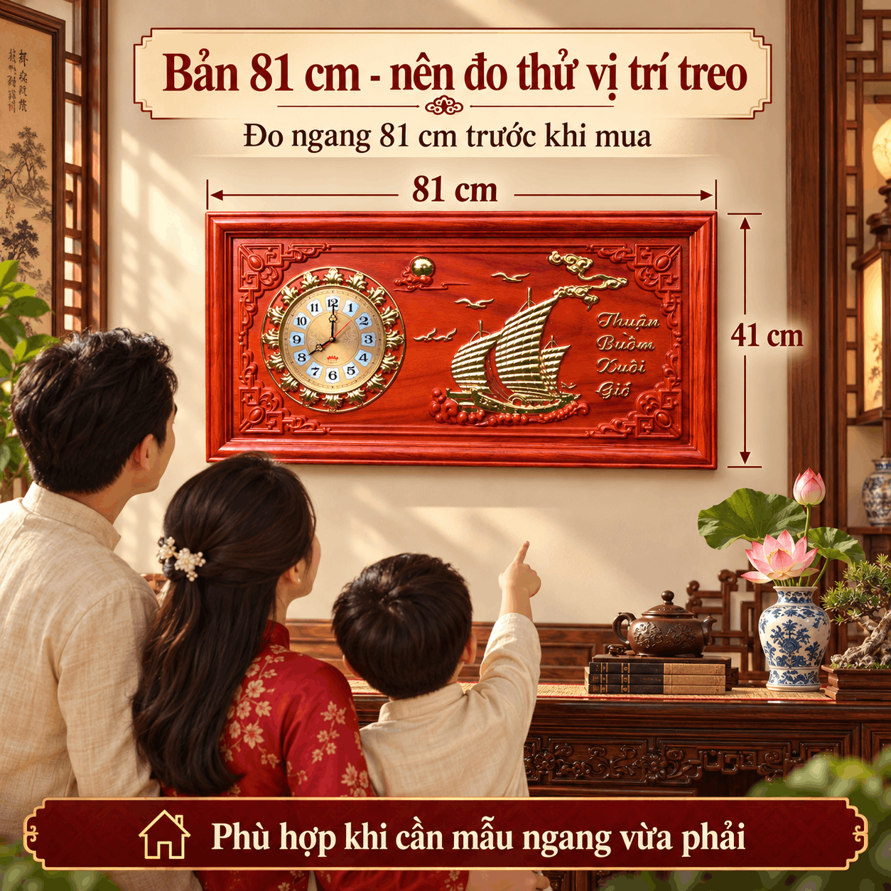 Đồng hồ treo tường mẫu thuận buồm xuôi gió