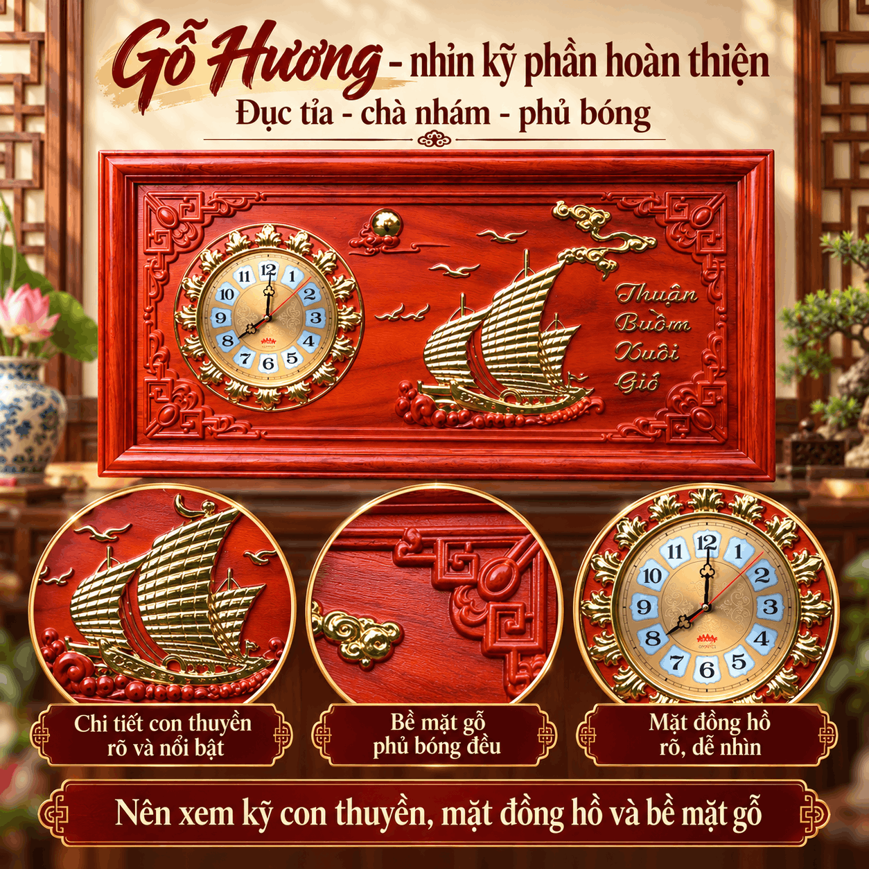 Đồng hồ treo tường mẫu thuận buồm xuôi gió