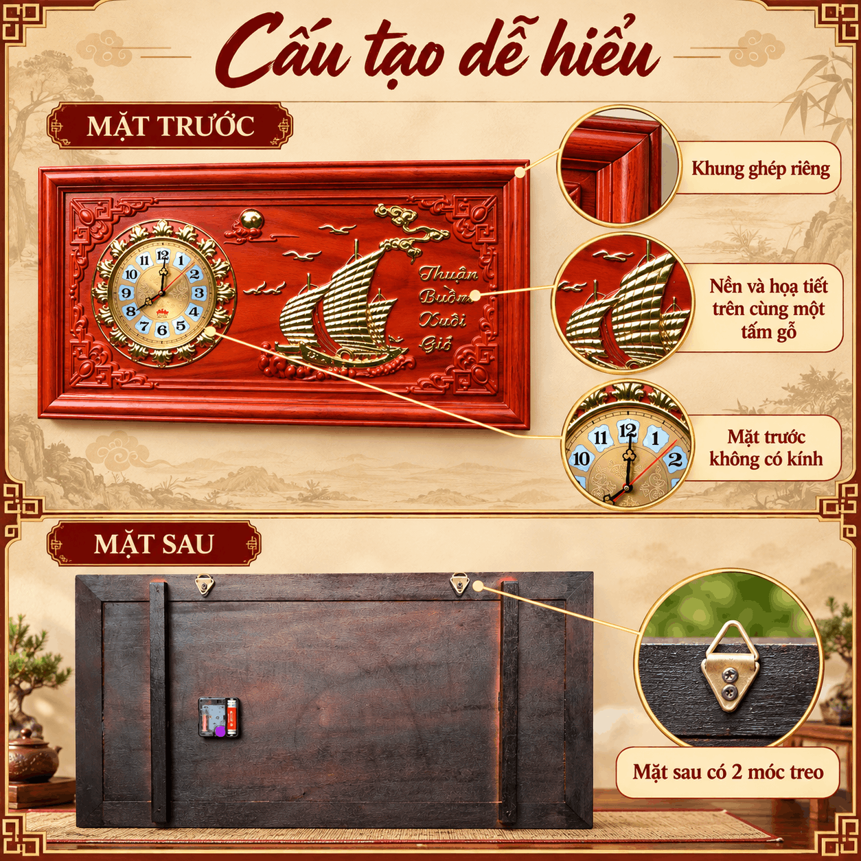 Đồng hồ treo tường mẫu thuận buồm xuôi gió