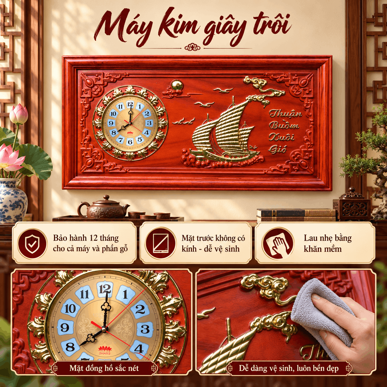 Đồng hồ treo tường mẫu thuận buồm xuôi gió