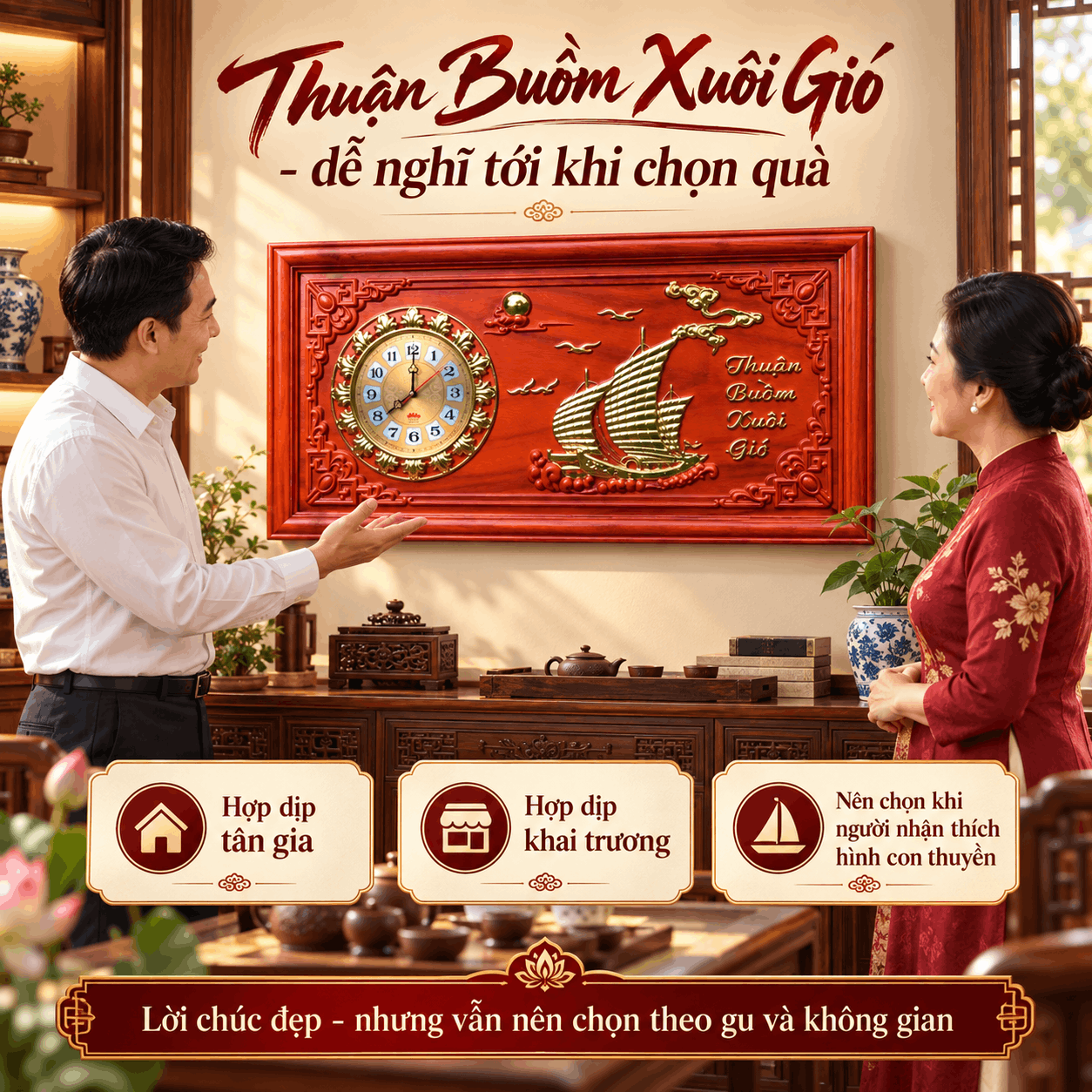 Đồng hồ treo tường mẫu thuận buồm xuôi gió
