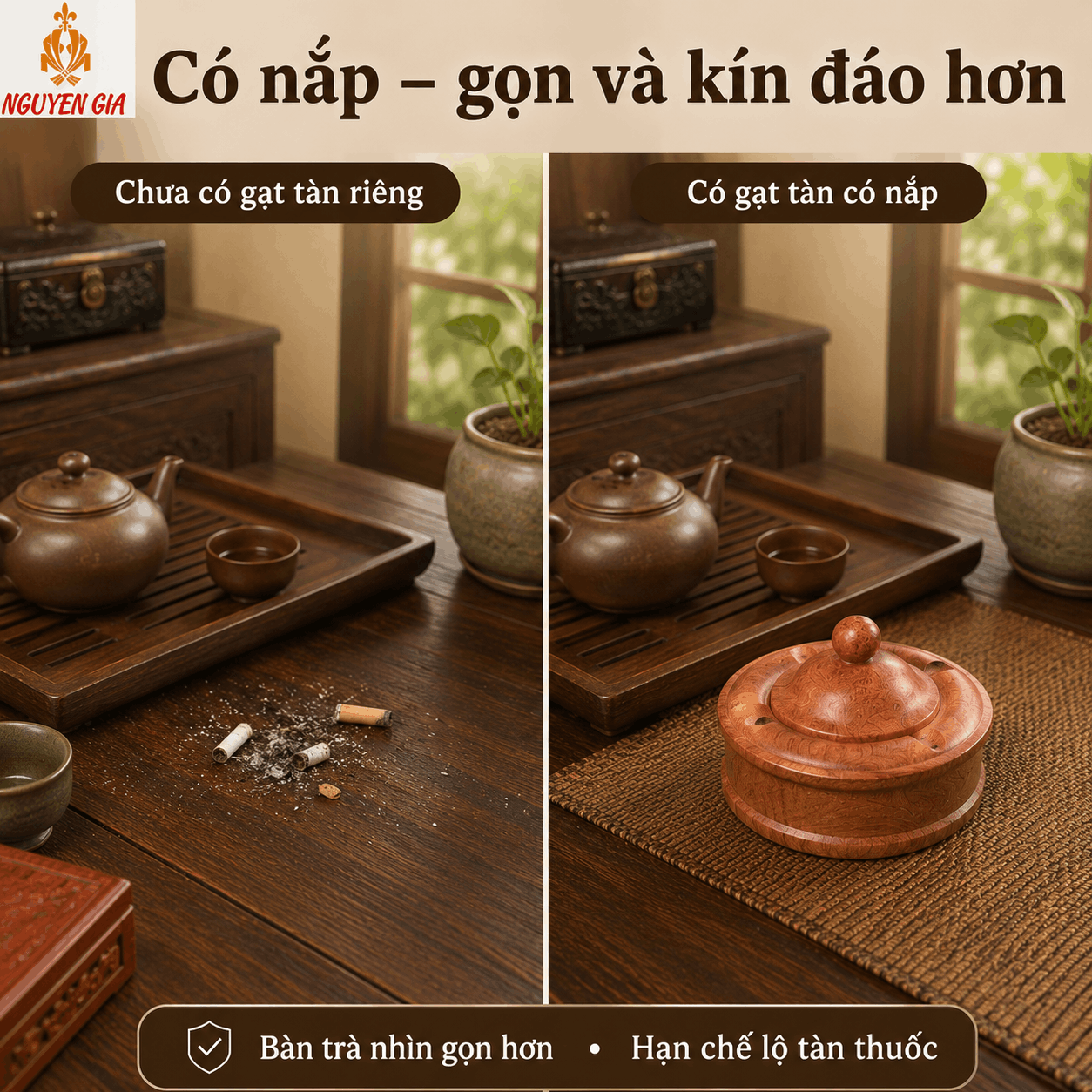 Gạt t&agrave;n thuốc bằng gỗ
