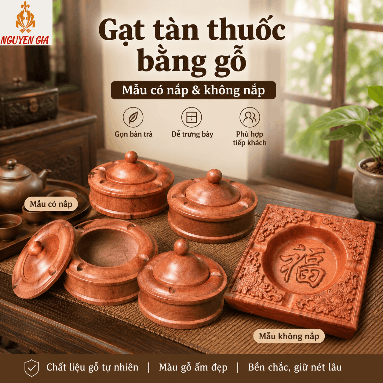 Gạt t&agrave;n thuốc bằng gỗ