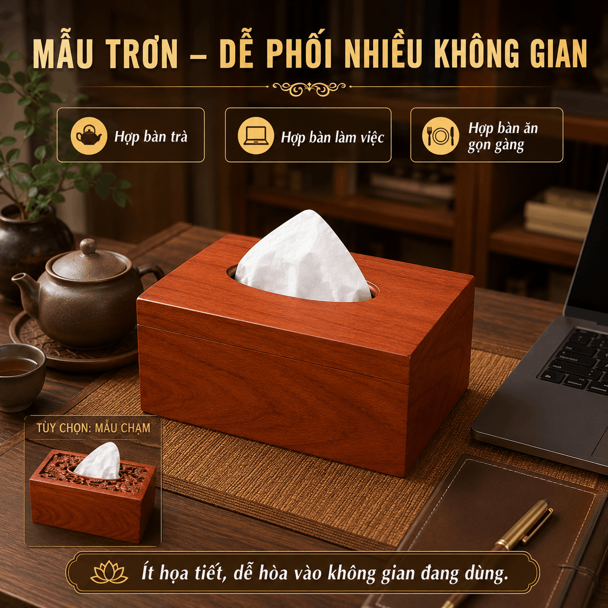 Hộp đựng giấy ăn bằng gỗ