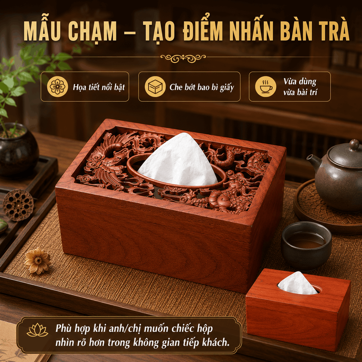 Hộp đựng giấy ăn bằng gỗ
